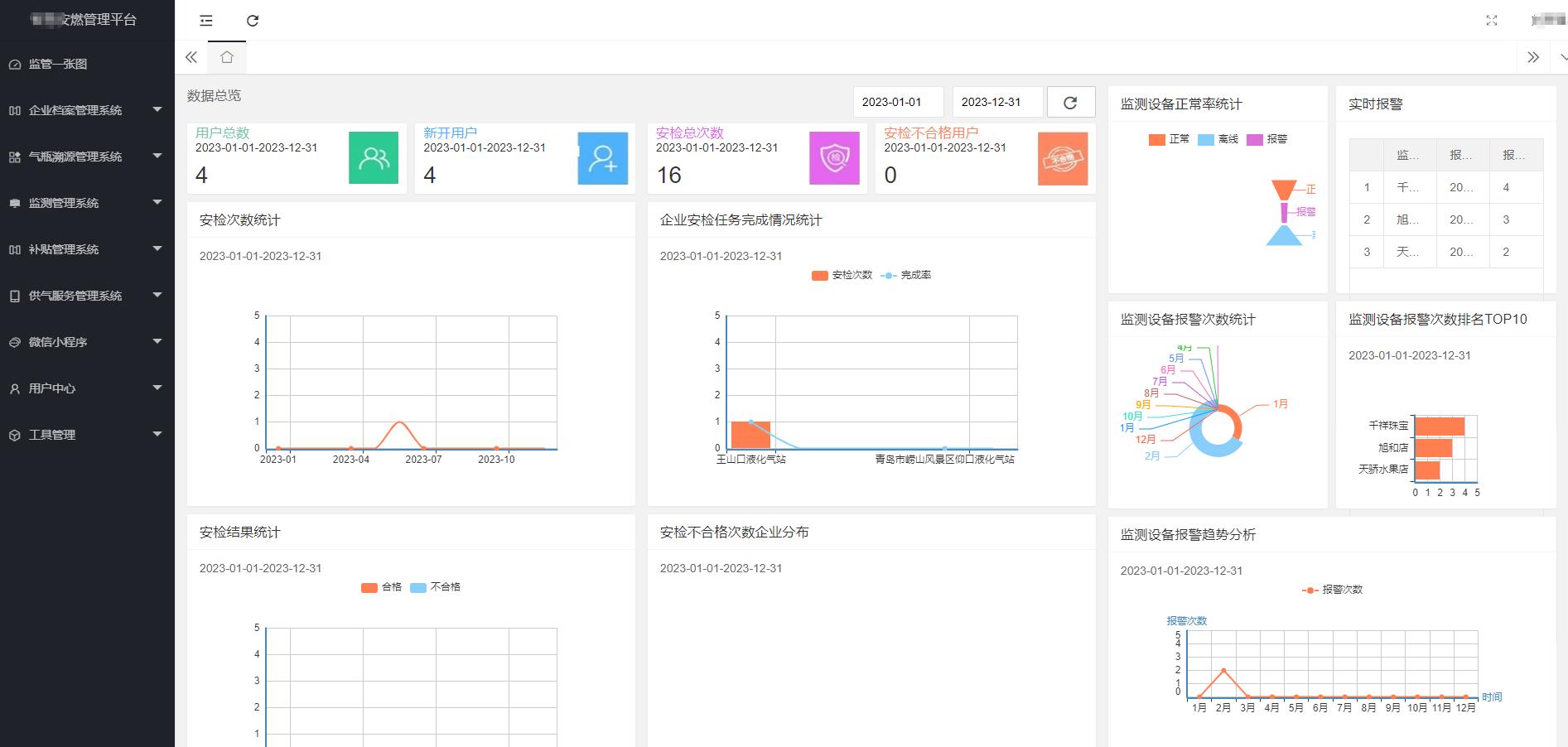 瓶裝液化石油氣智慧監管平臺桌面展示 瓶裝液化石油氣智慧監管平臺桌面展示